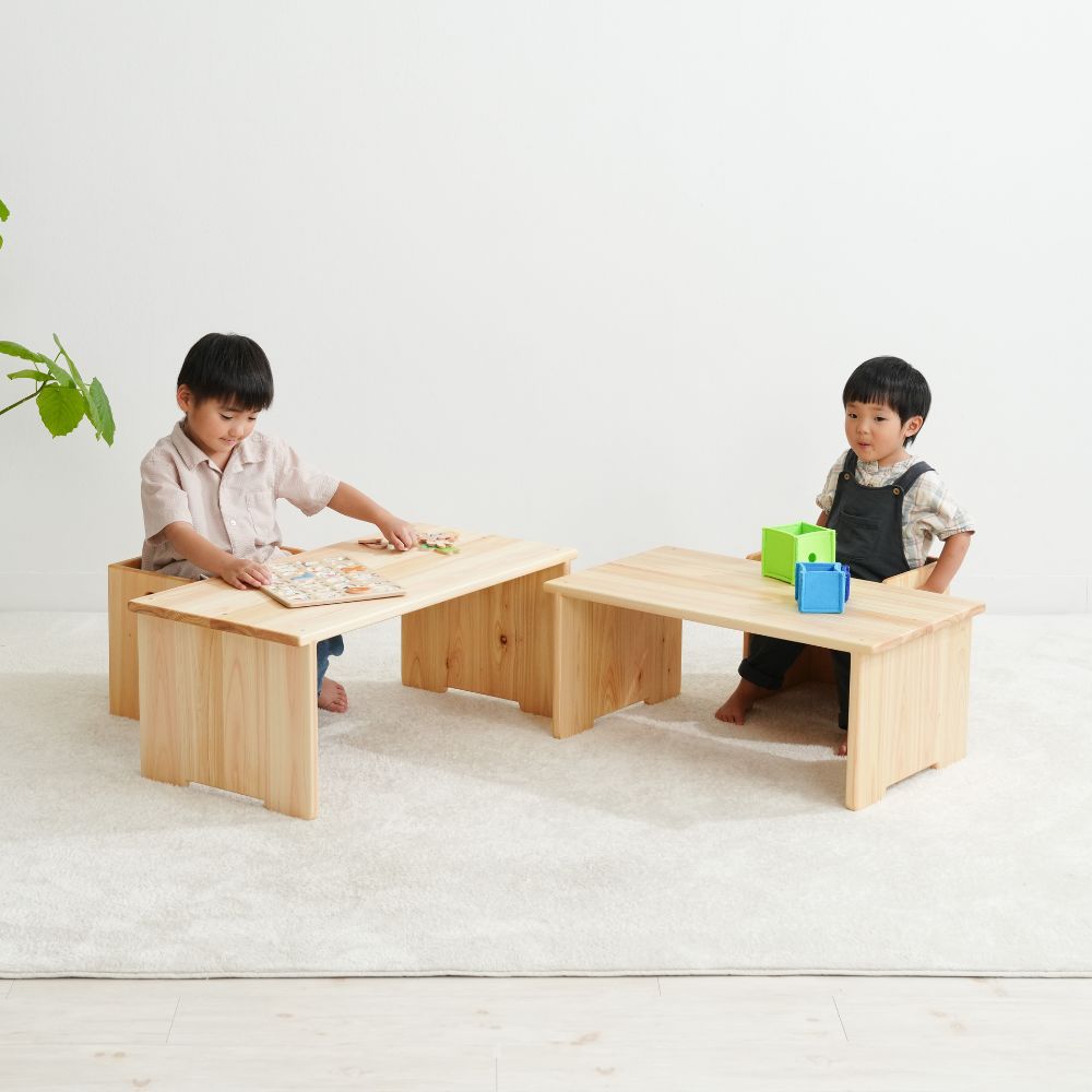 期間限定】ちょこっとテーブル×変化いすセット｜国産ヒノキの子ども