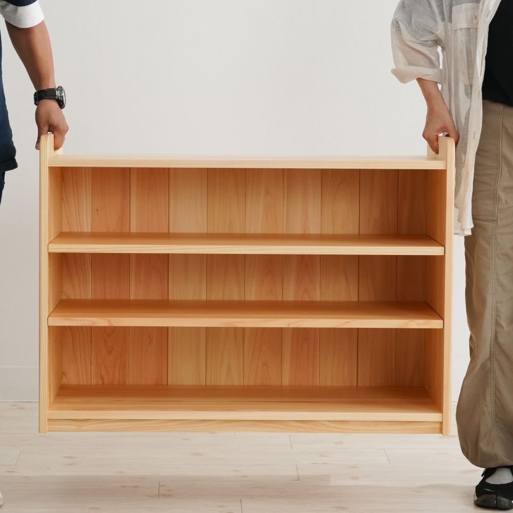 Toy shelf with handles