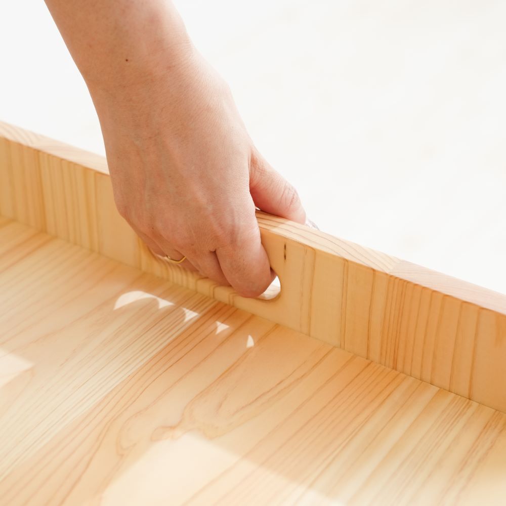 Toy shelf with handles