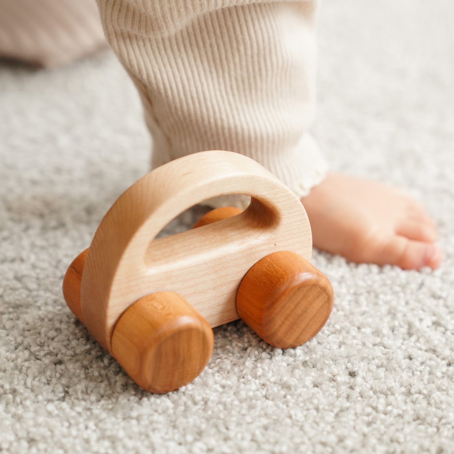 Sleek wooden car