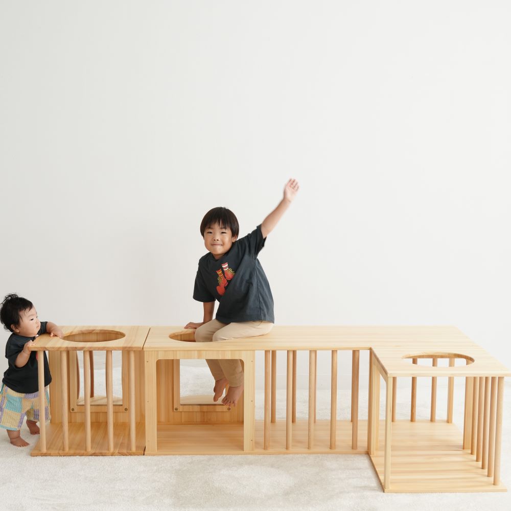 Wooden indoor playground equipment, tunnel play set of 3