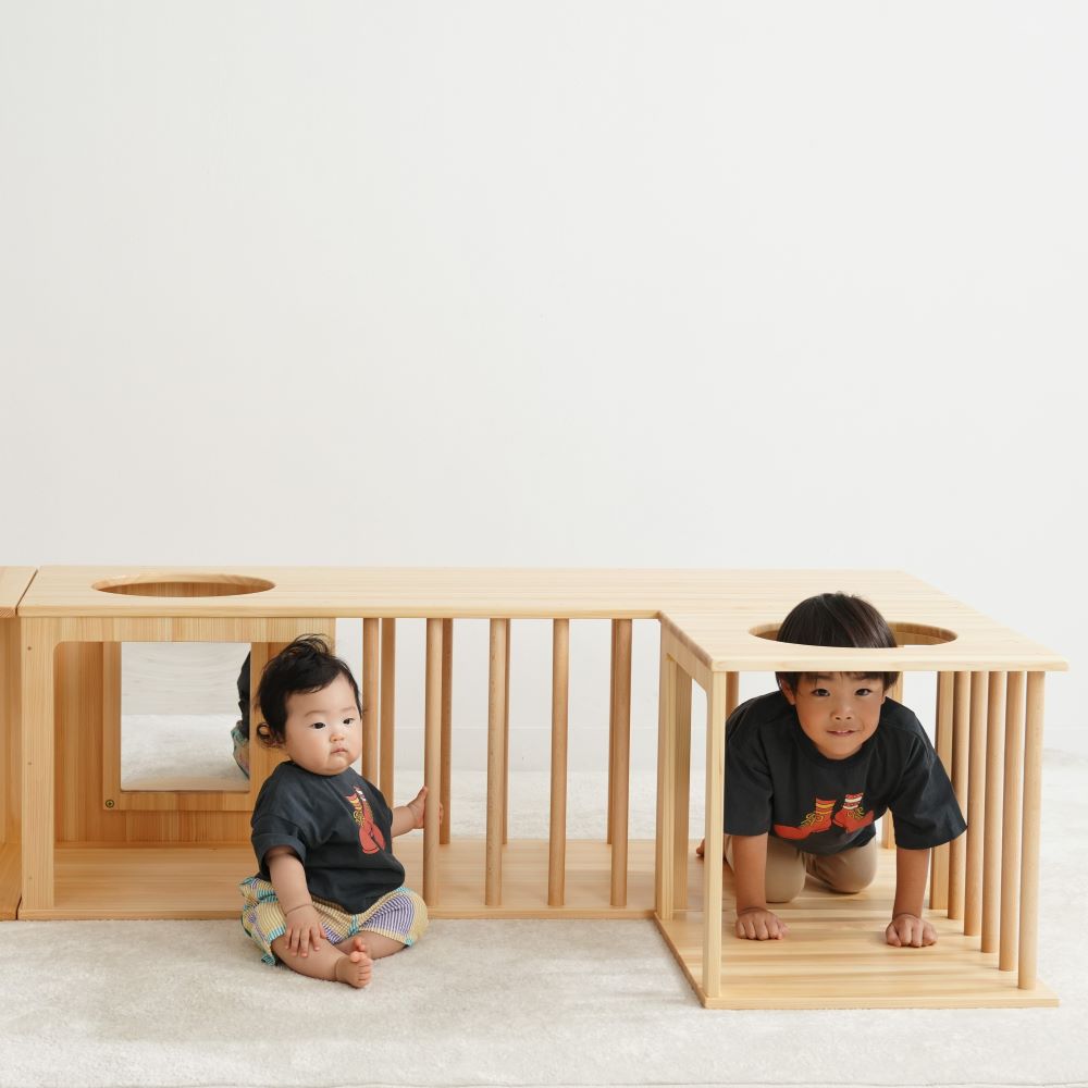 Wooden indoor playground equipment, tunnel play set of 3