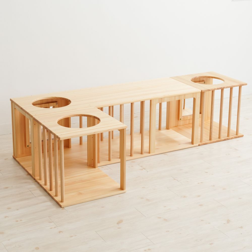 Wooden indoor playground equipment, tunnel play set of 3