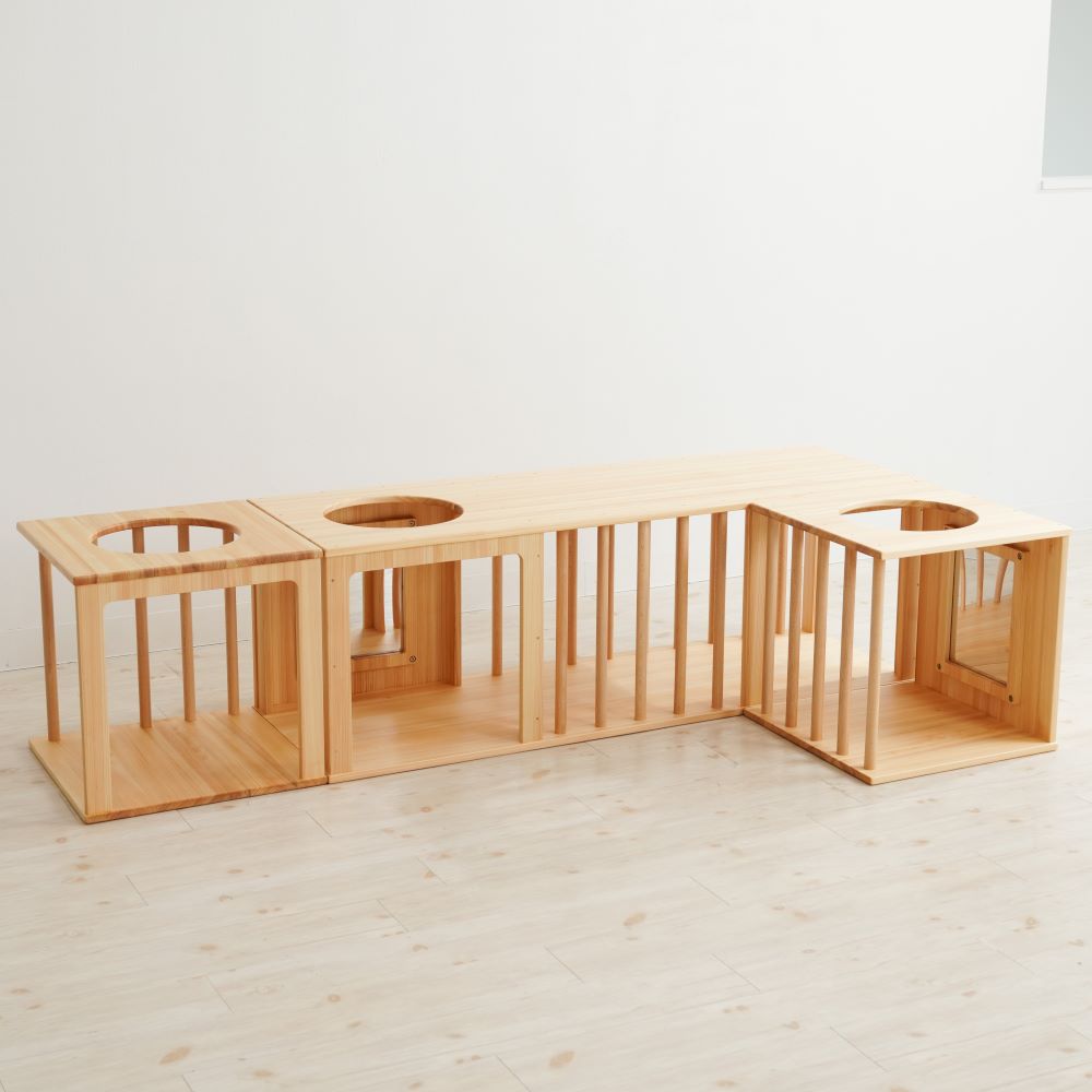 Wooden indoor playground equipment, tunnel play set of 3