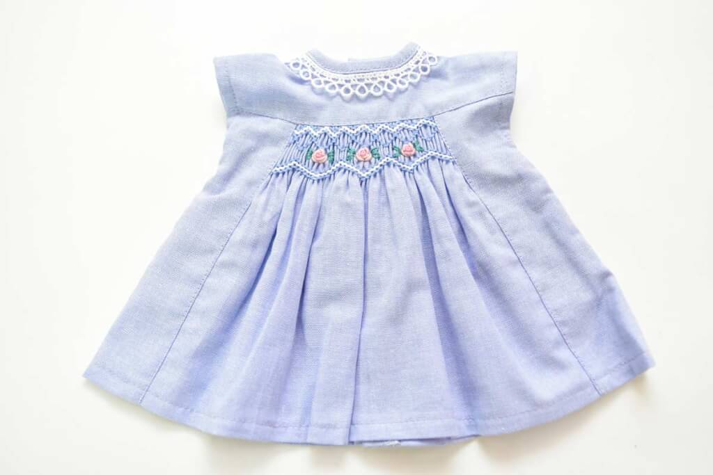Doll clothes (handmade smocking embroidered dress)