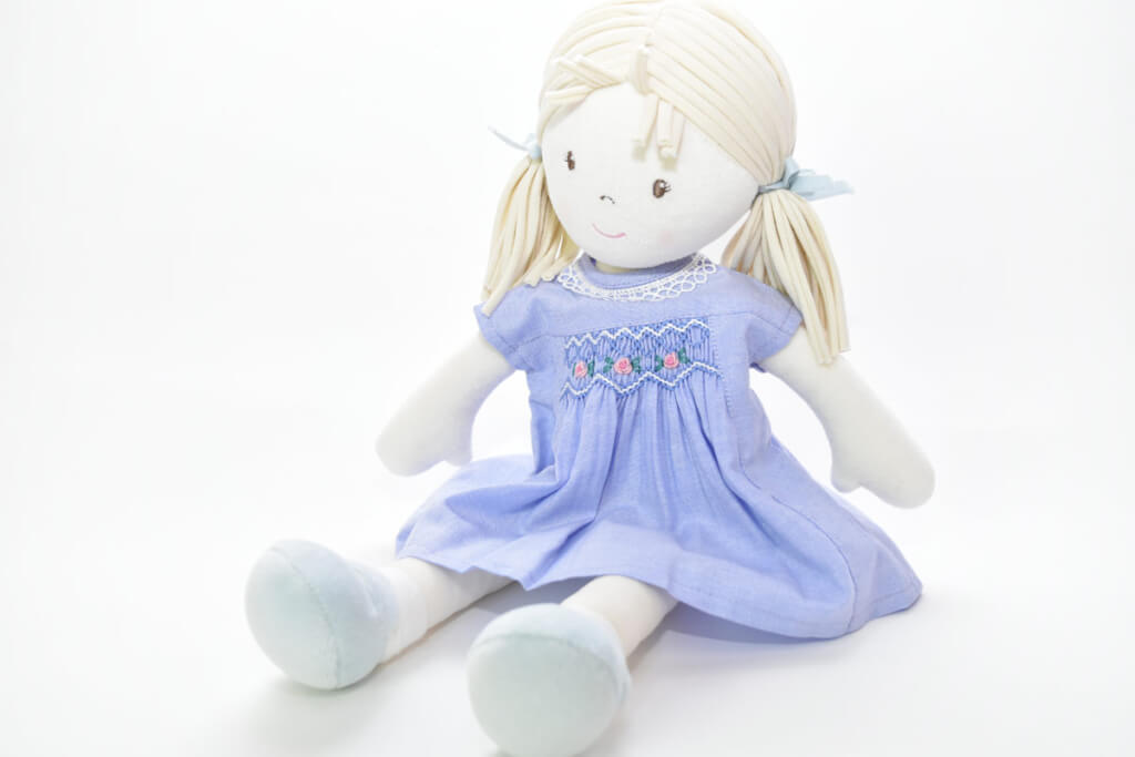 Doll clothes (handmade smocking embroidered dress)
