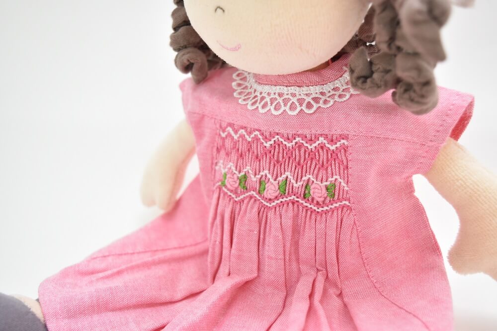 Doll clothes (handmade smocking embroidered dress)