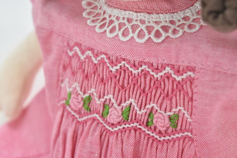 Doll clothes (handmade smocking embroidered dress)