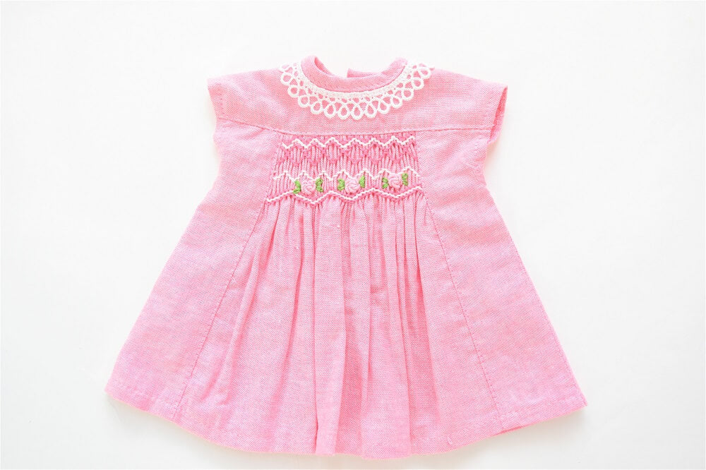 Doll clothes (handmade smocking embroidered dress)
