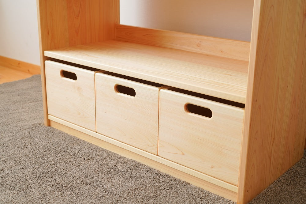 Movable shelf with 3 toy boxes