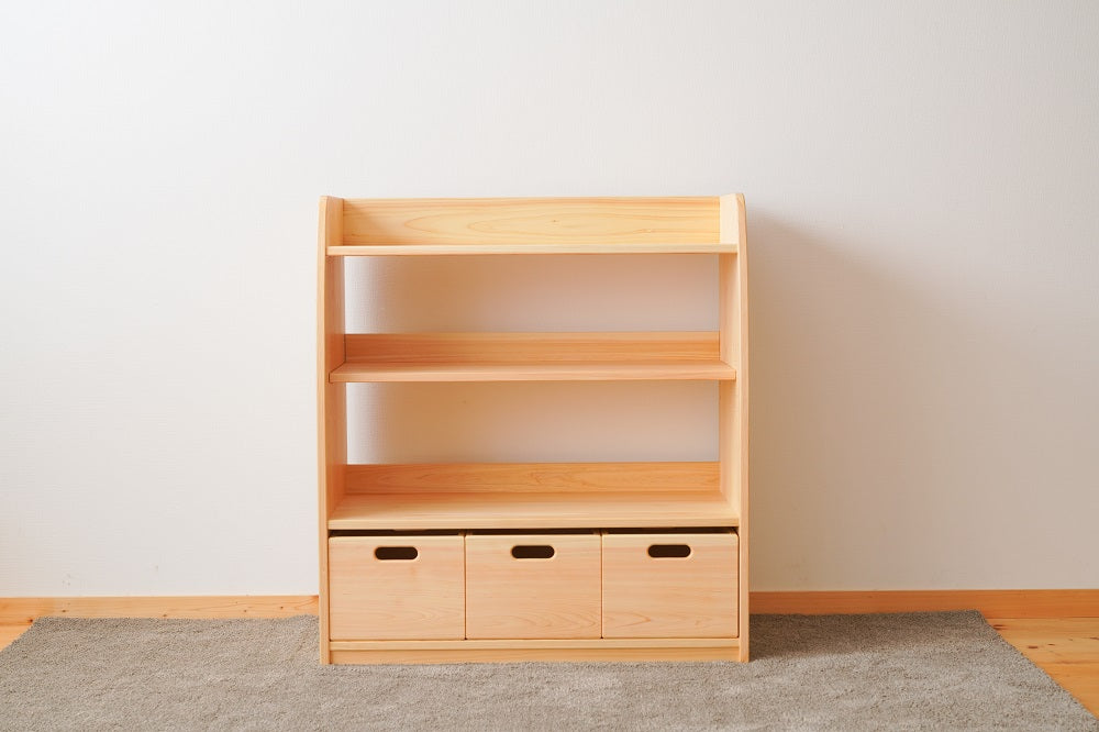 Movable shelf with 3 toy boxes