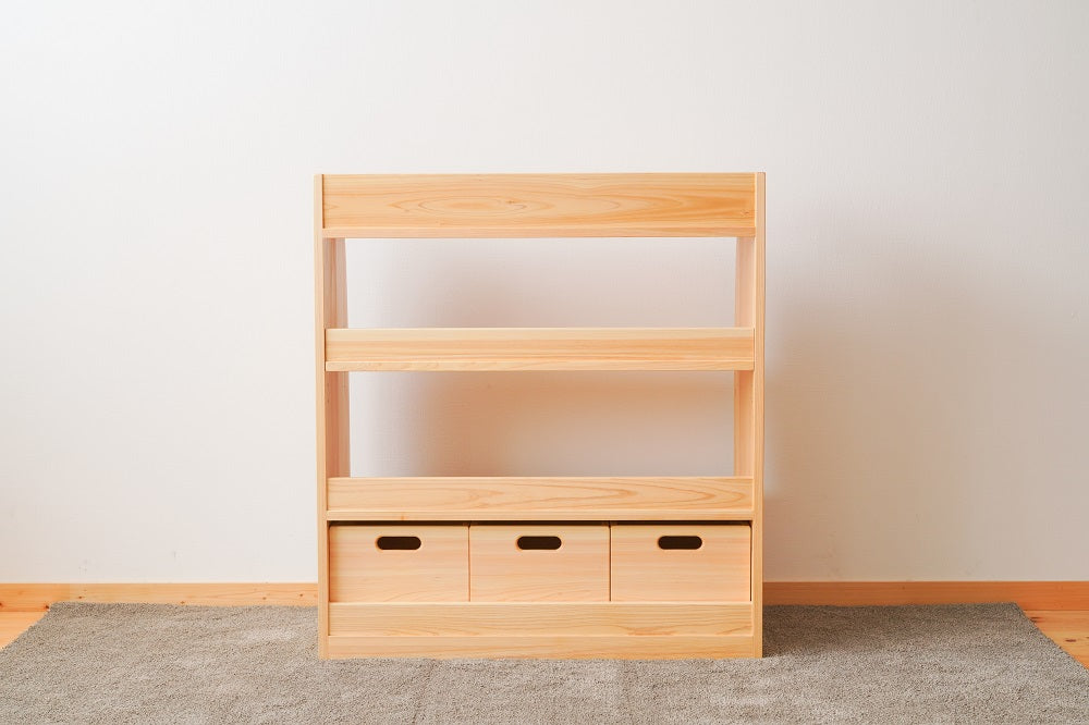 Movable shelf with 3 toy boxes