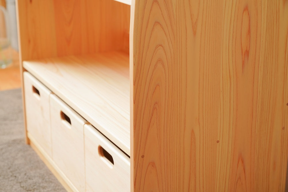 Movable shelf with 3 toy boxes