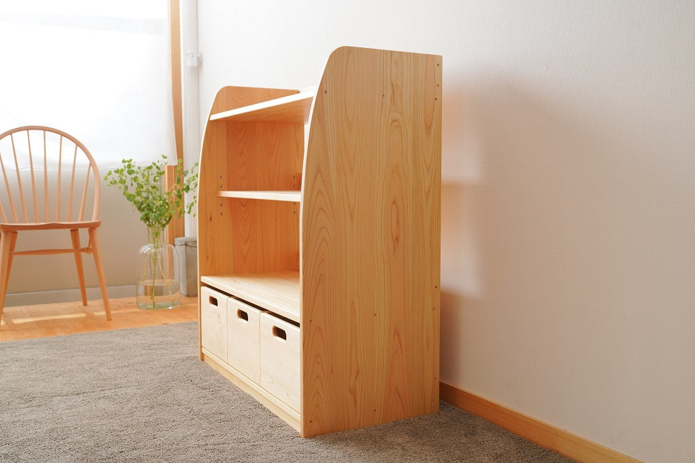 Movable shelf with 3 toy boxes