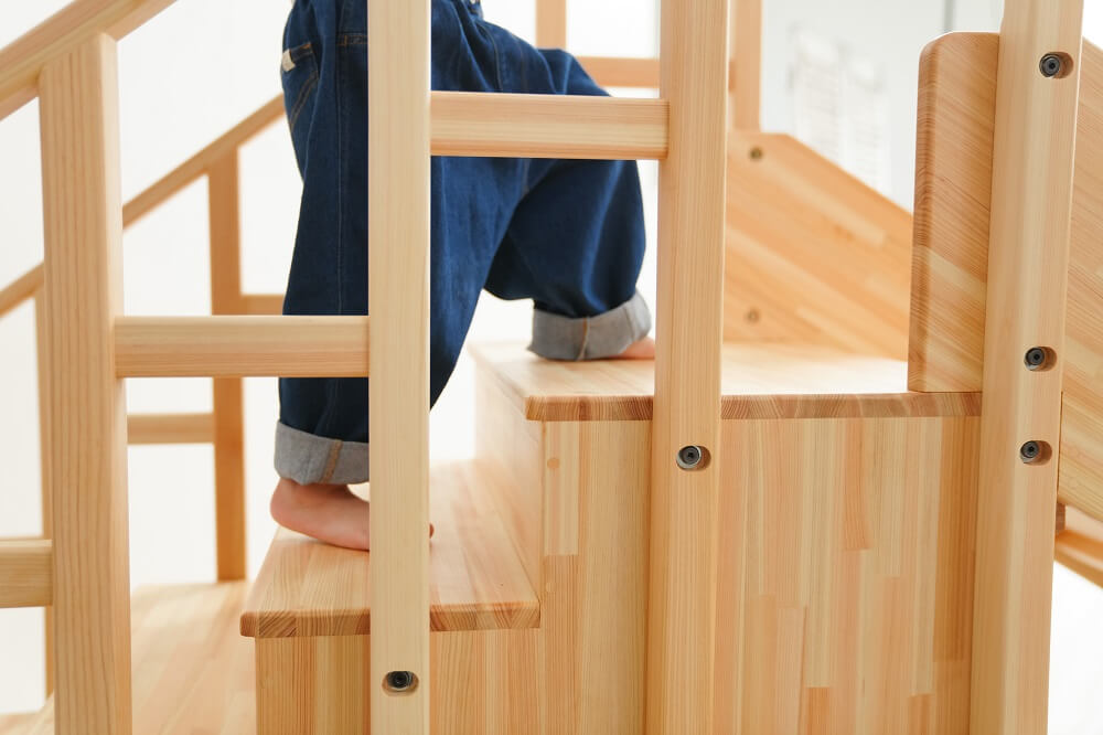 Wooden indoor playground equipment, staircase slide