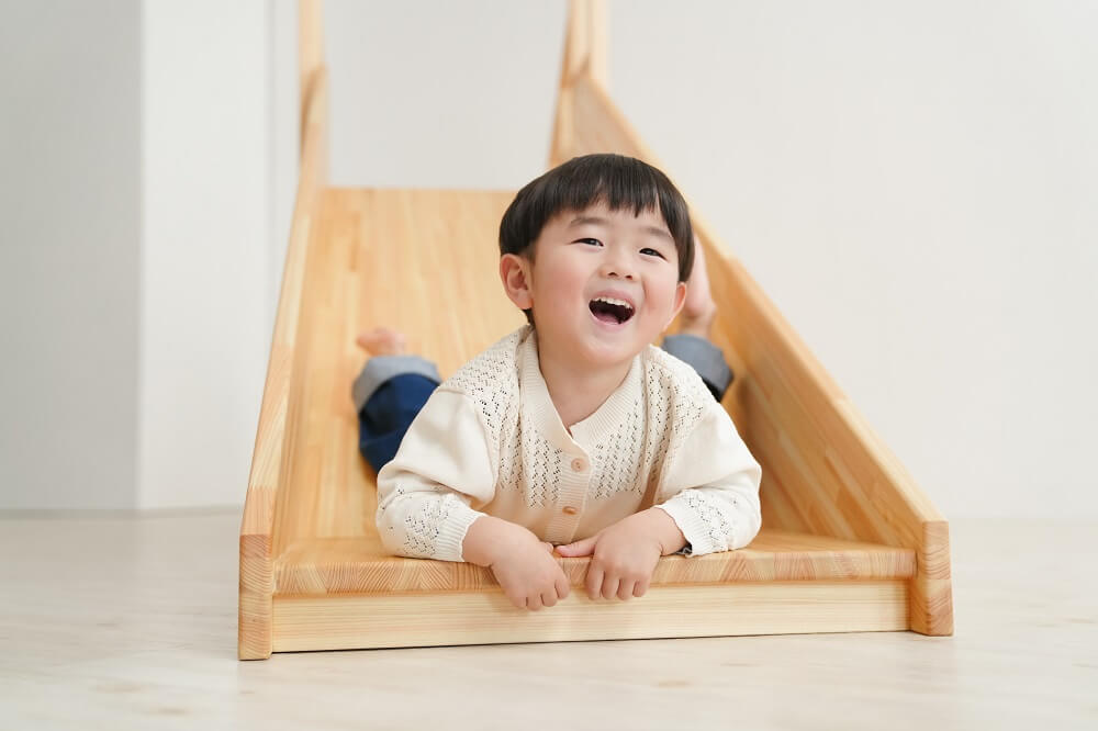 Wooden indoor playground equipment, staircase slide
