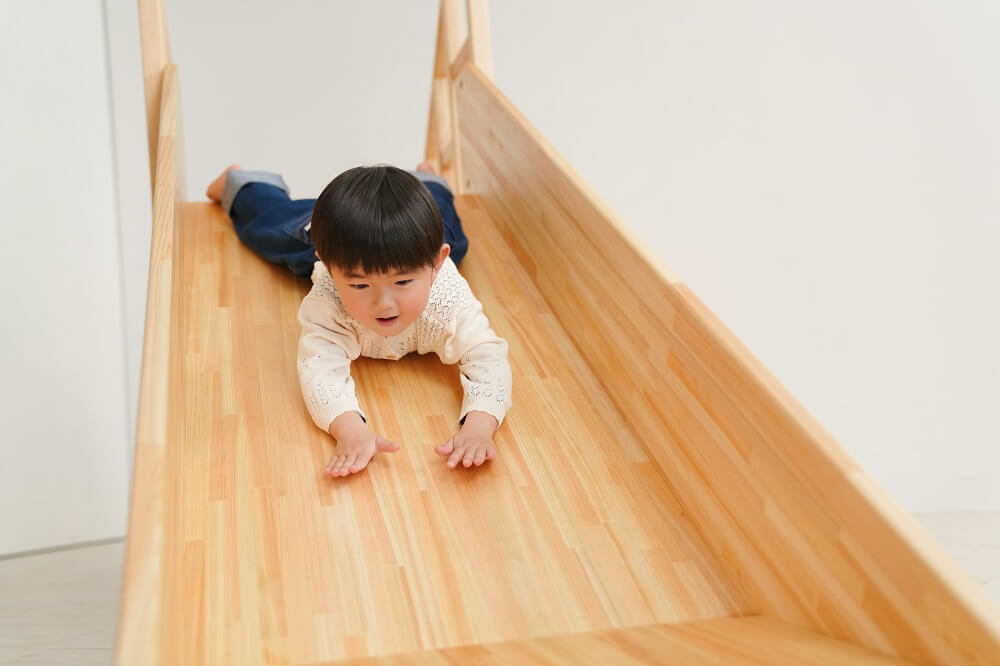 Wooden indoor playground equipment, staircase slide