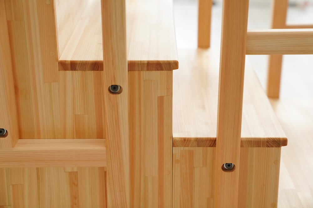 Wooden indoor playground equipment, staircase slide