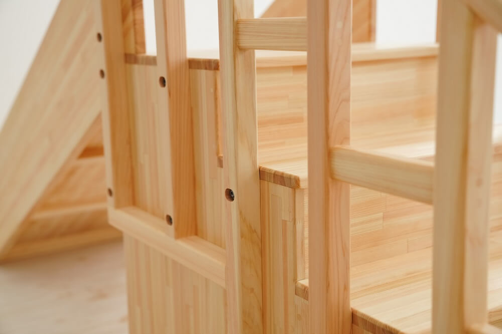 Wooden indoor playground equipment, staircase slide