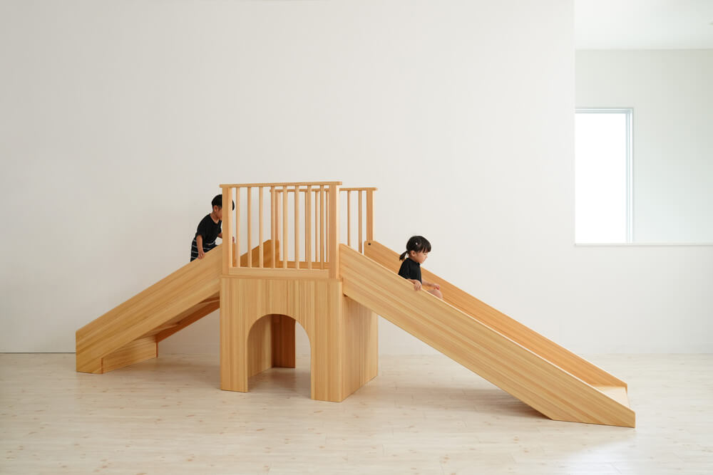 Wooden indoor playground equipment, large slide