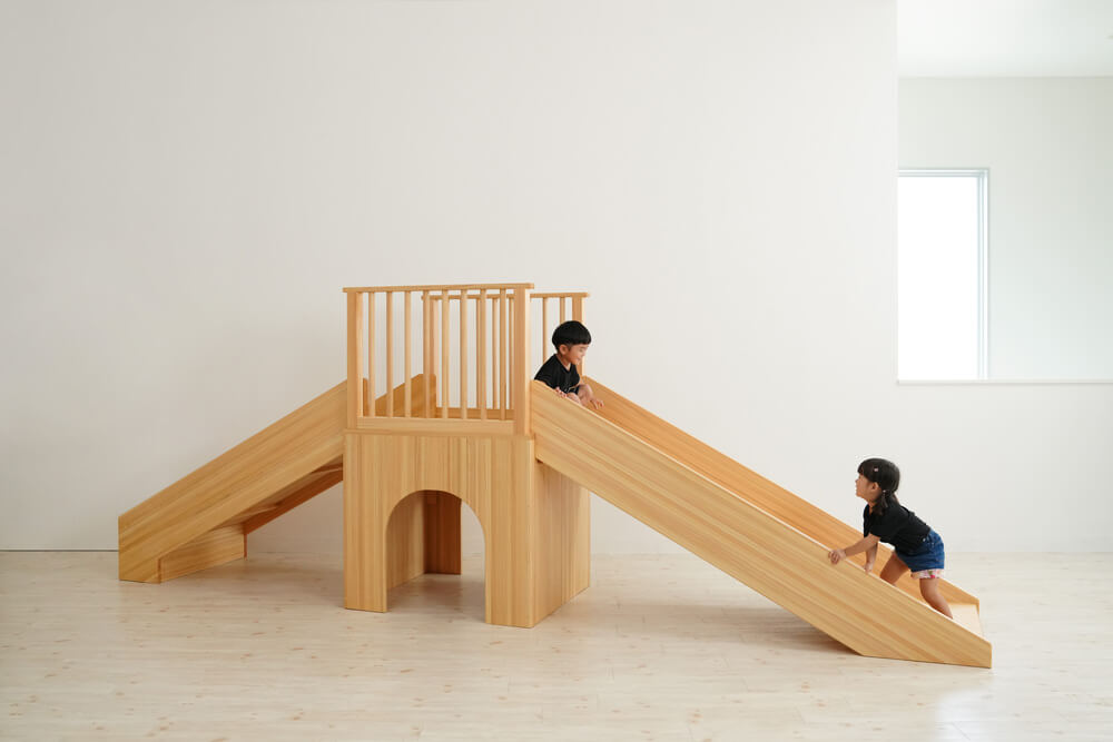 Wooden indoor playground equipment, large slide