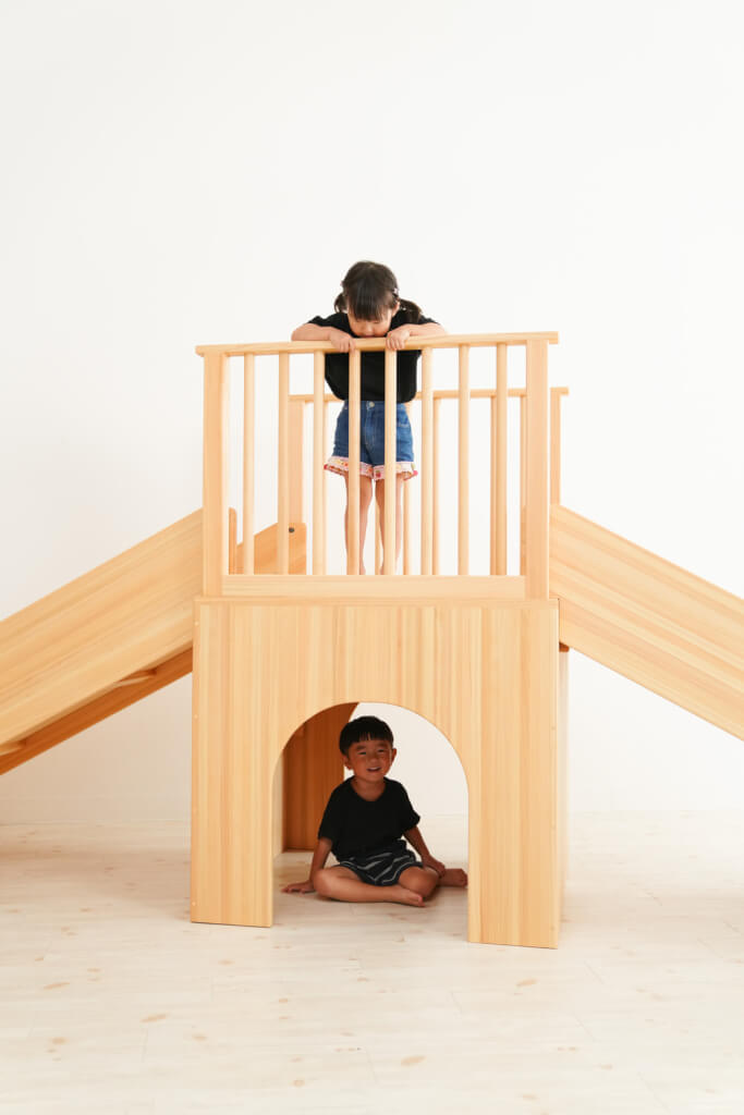 Wooden indoor playground equipment, large slide