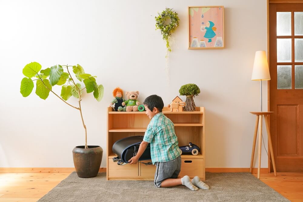 Various shelves of toys and tools