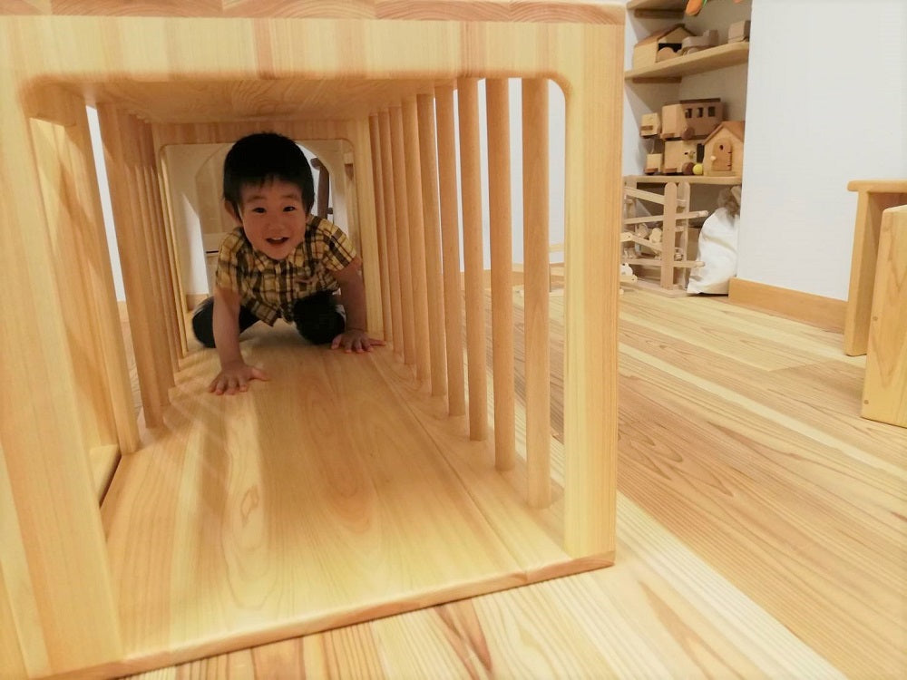 Wooden indoor playground equipment, tunnel play set of 3