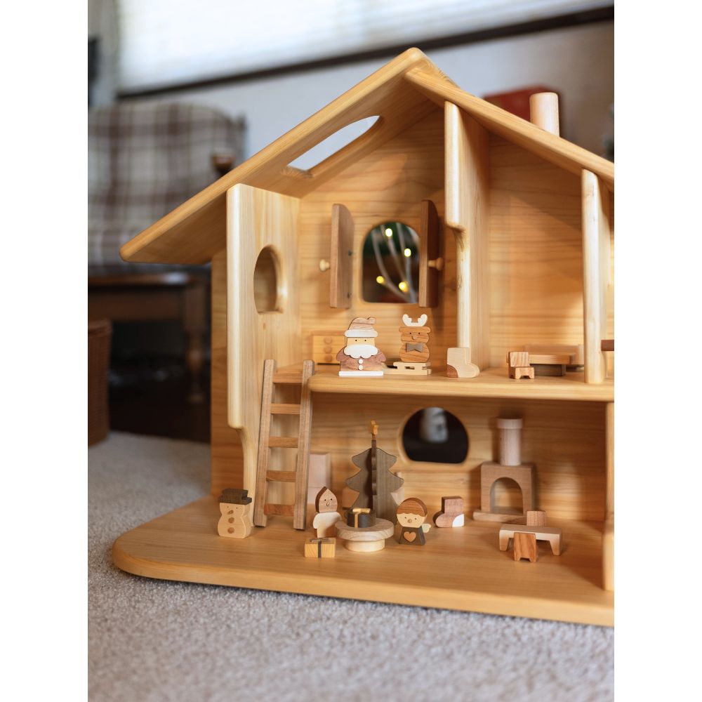 木製　ドールハウス　友達も呼べちゃう　背景にも　ゆずり　ベッド付き 木製ドールハウス｜国産無垢材×職人仕上げの家具付きおもちゃ