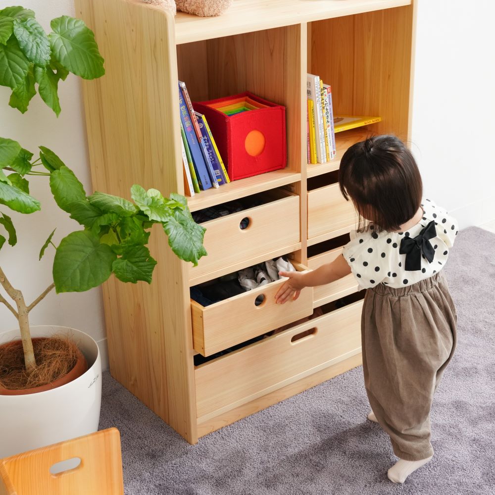 Bag and clothing storage shelves 