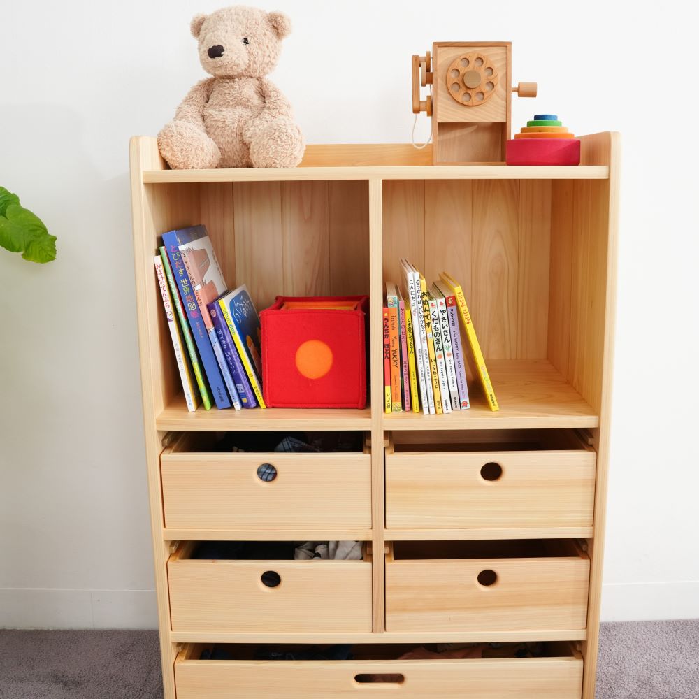 Bag and clothing storage shelves 