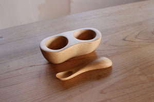 ハンドメイド　食器　木製　杉の木の食器3点セット　コーラルレッド　T-351 離乳食にぴったり 木の器セット｜クラフト木の実「ぺレンツ 手のひら皿