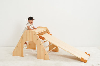 木製室内遊具登り台+滑り台