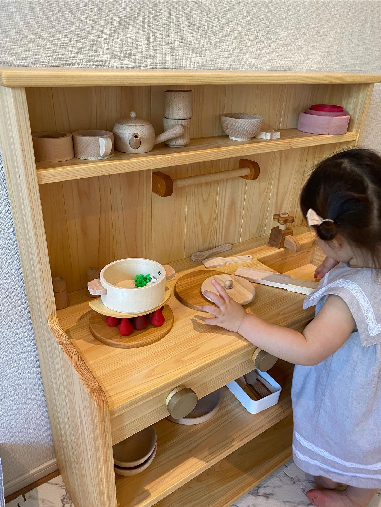 大阪市送料無料‼️子供 おままごと キッチン 家具 おもちゃ 女の子 木製